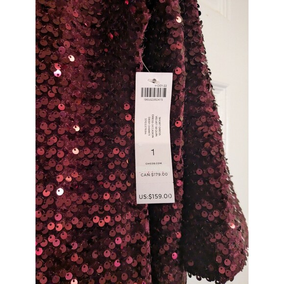 Chicos Stretch Velvet Sequin Chianti Dress - Picture 4 of 8